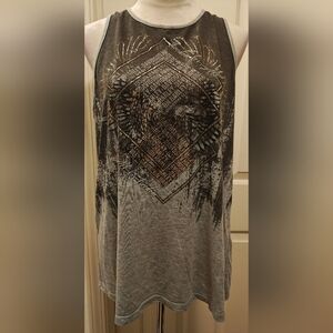 Harley-Davidson Freedom For All Grey Graphic Tank Top w Eagle Design.